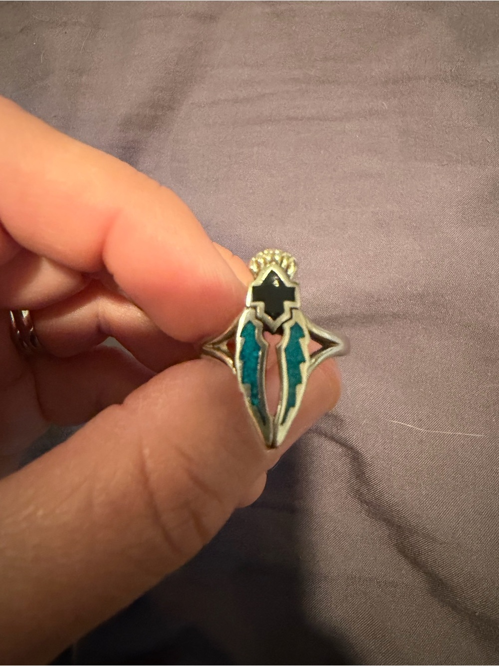 Harley-Davidson Turquoise and Black Accent Women's Ring - Picture 3 of 7